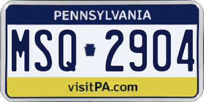 PA license plate MSQ2904