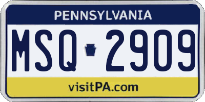 PA license plate MSQ2909