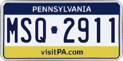 PA license plate MSQ2911