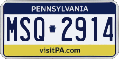 PA license plate MSQ2914