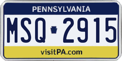 PA license plate MSQ2915