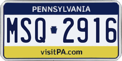 PA license plate MSQ2916