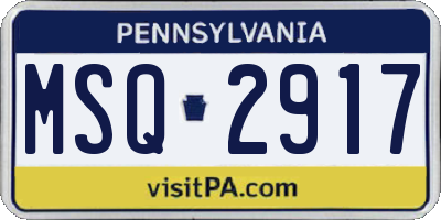 PA license plate MSQ2917