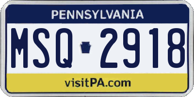PA license plate MSQ2918