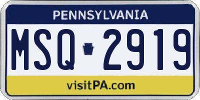 PA license plate MSQ2919