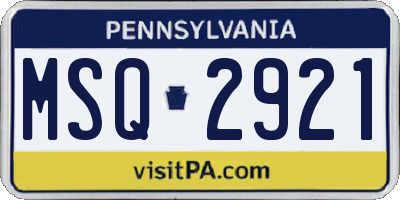 PA license plate MSQ2921