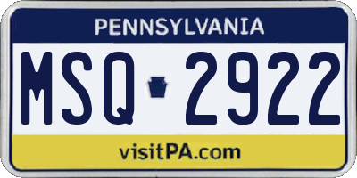 PA license plate MSQ2922