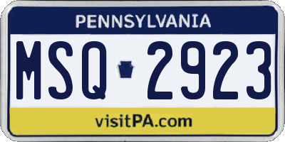 PA license plate MSQ2923