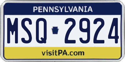 PA license plate MSQ2924