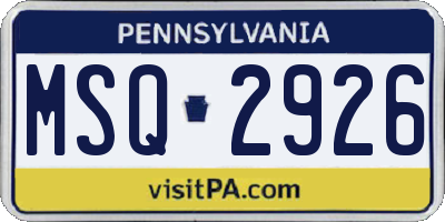 PA license plate MSQ2926