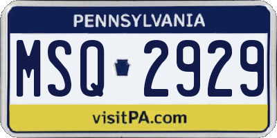 PA license plate MSQ2929