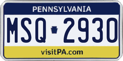 PA license plate MSQ2930