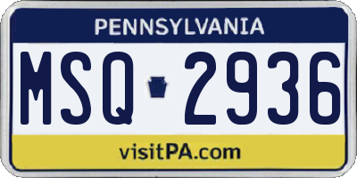 PA license plate MSQ2936