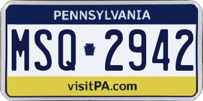 PA license plate MSQ2942