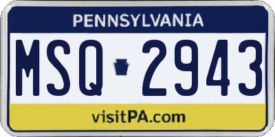 PA license plate MSQ2943