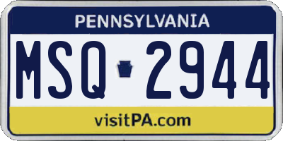 PA license plate MSQ2944