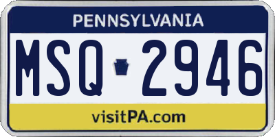 PA license plate MSQ2946