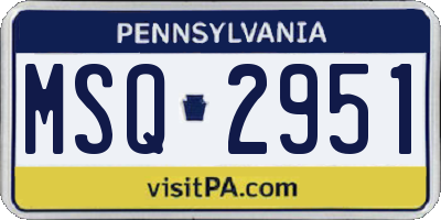 PA license plate MSQ2951