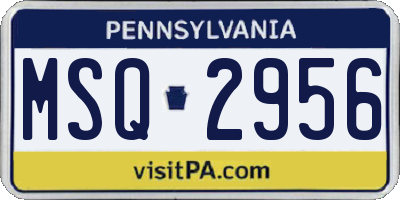 PA license plate MSQ2956