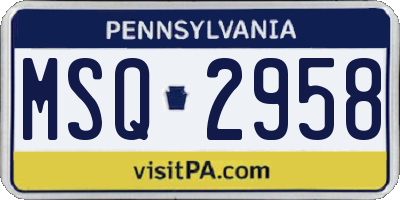 PA license plate MSQ2958