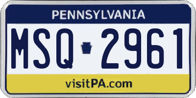 PA license plate MSQ2961