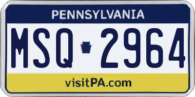 PA license plate MSQ2964