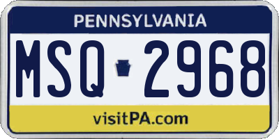 PA license plate MSQ2968