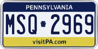 PA license plate MSQ2969