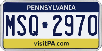PA license plate MSQ2970