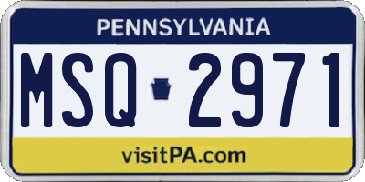 PA license plate MSQ2971