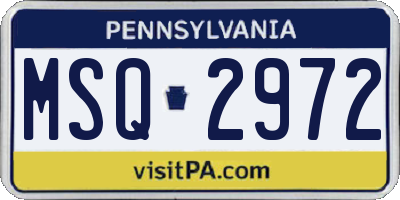 PA license plate MSQ2972