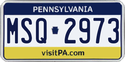 PA license plate MSQ2973