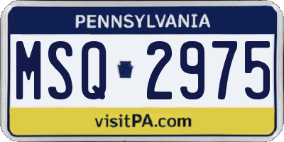 PA license plate MSQ2975