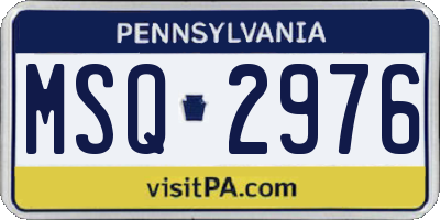 PA license plate MSQ2976