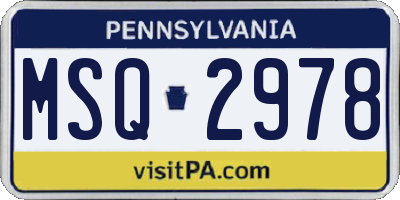 PA license plate MSQ2978
