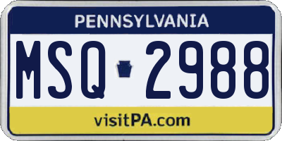 PA license plate MSQ2988