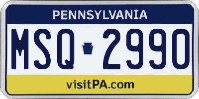 PA license plate MSQ2990