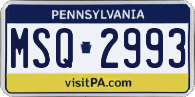 PA license plate MSQ2993