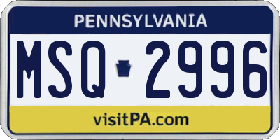 PA license plate MSQ2996