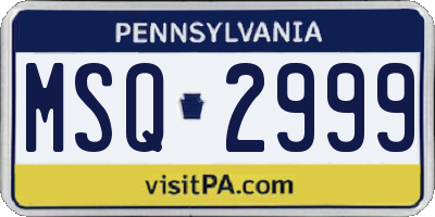 PA license plate MSQ2999