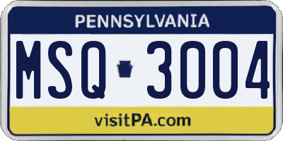PA license plate MSQ3004