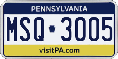 PA license plate MSQ3005