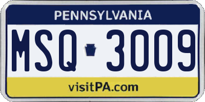 PA license plate MSQ3009