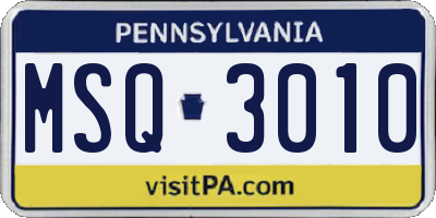 PA license plate MSQ3010