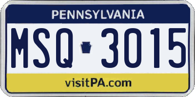 PA license plate MSQ3015