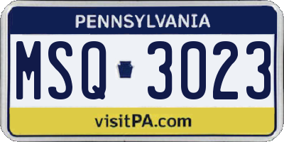 PA license plate MSQ3023
