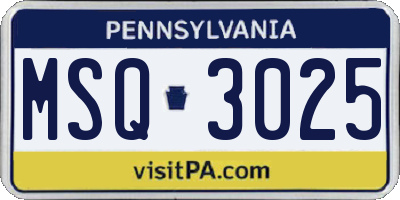 PA license plate MSQ3025