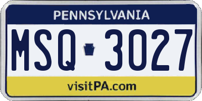PA license plate MSQ3027