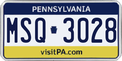 PA license plate MSQ3028