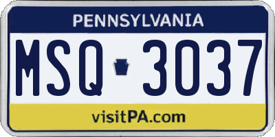 PA license plate MSQ3037